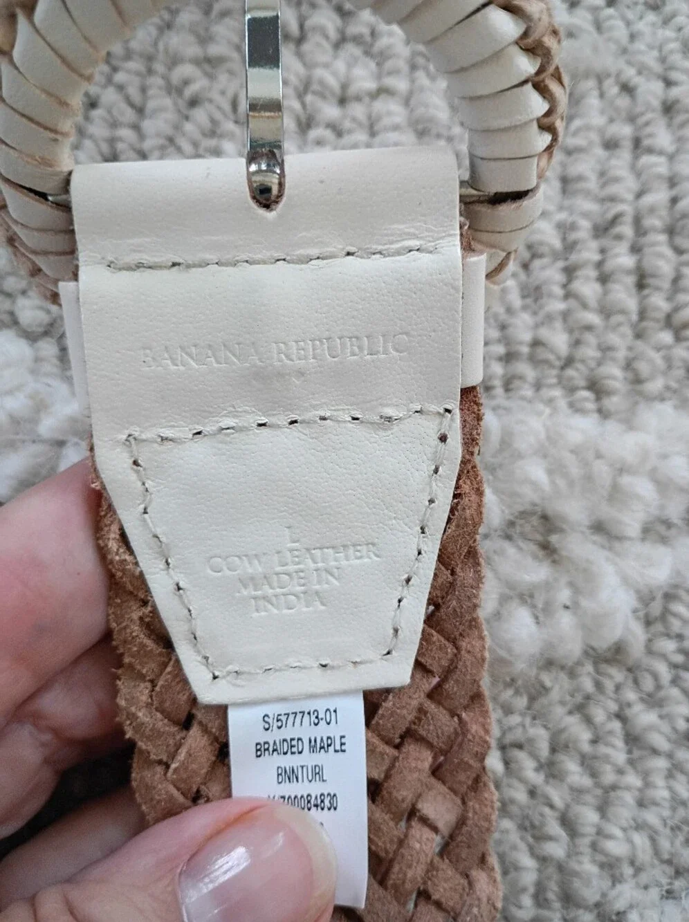 Banana Republic Braided Leather Belt in Cream
